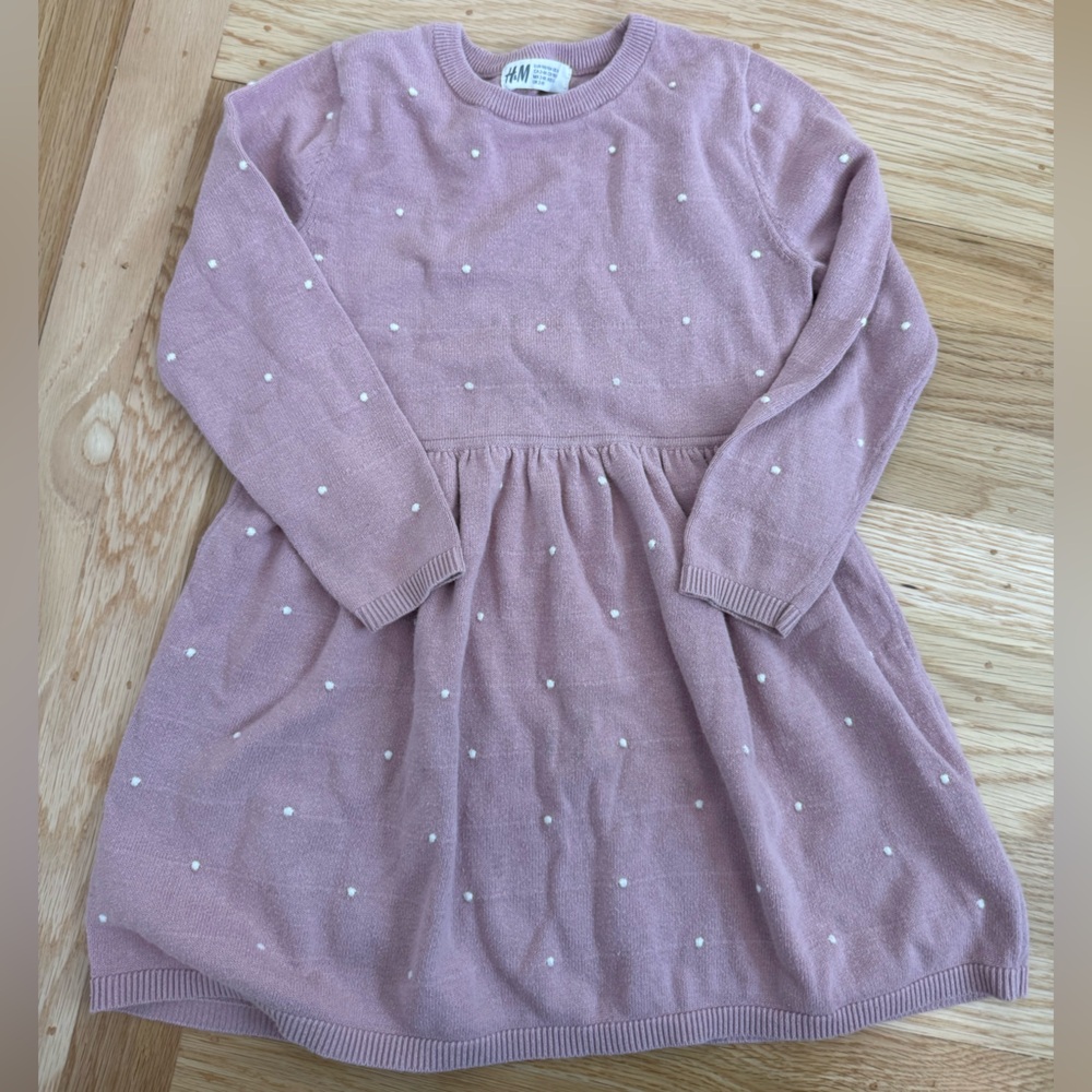 H&M Girls 2-4Y Pink Dot Knit Dress